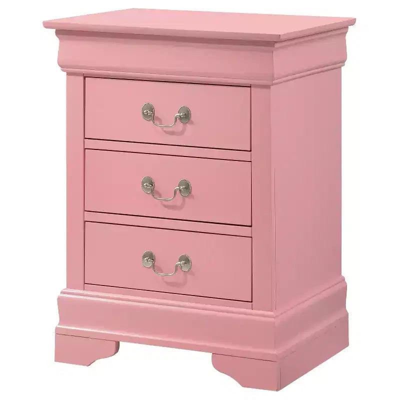 Wood Nightstand with 3 Drawers & Cherry Finish, 29x21x16", No Assembly Required