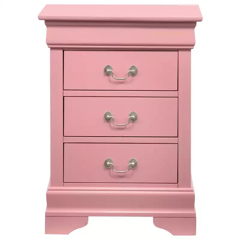 Wood Nightstand with 3 Drawers & Cherry Finish, 29x21x16", No Assembly Required