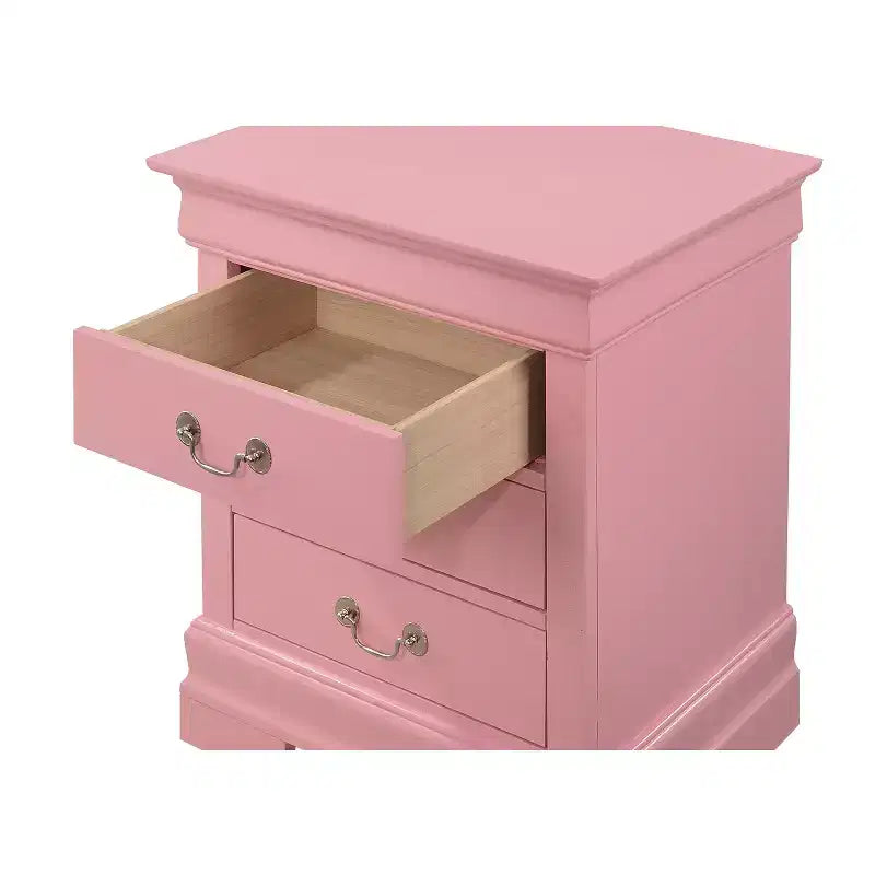 Wood Nightstand with 3 Drawers & Cherry Finish, 29x21x16", No Assembly Required