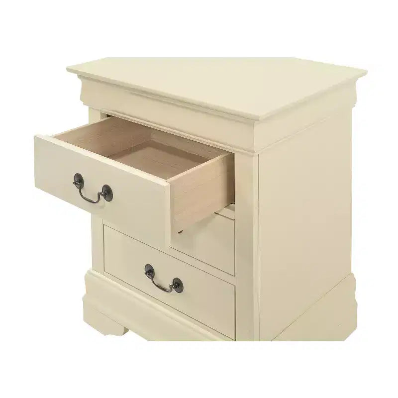 Wood Nightstand with 3 Drawers & Cherry Finish, 29x21x16", No Assembly Required