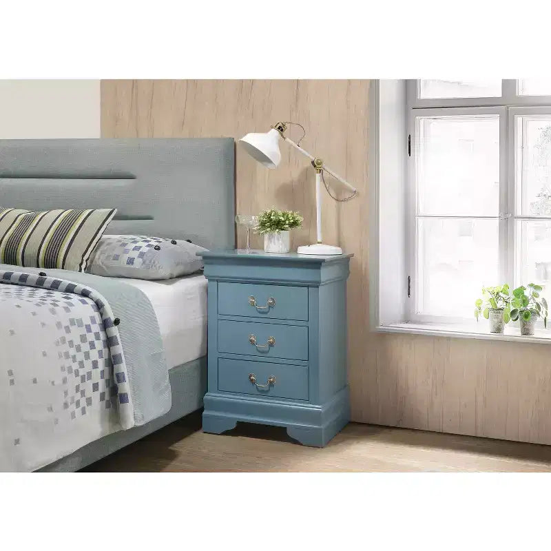 Wood Nightstand with 3 Drawers & Cherry Finish, 29x21x16", No Assembly Required