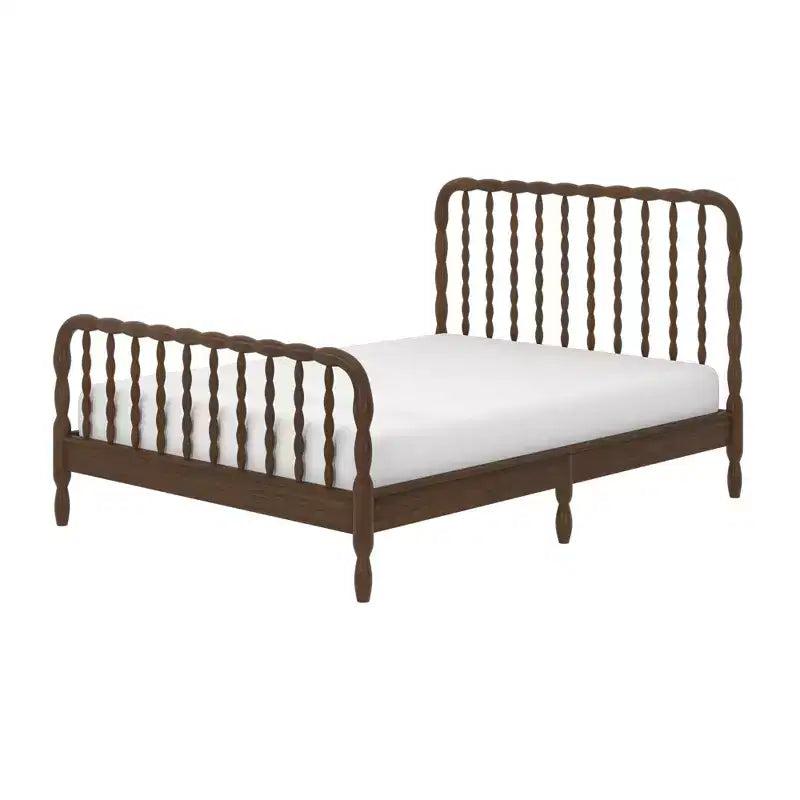 Full Size Solid Pine Spindle Platform Bed with Turned Headboard & Footboard