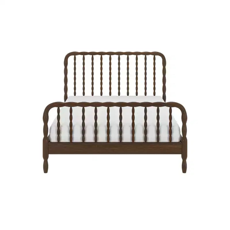 Full Size Solid Pine Spindle Platform Bed with Turned Headboard & Footboard