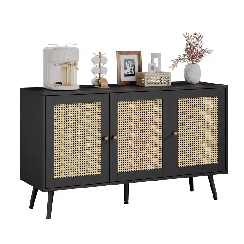 Rattan Sideboard Buffet Cabinet, Storage Cabinet with Adjustable Shelves, Credenza, Coffee Car for Living Room, Entryway, Kitchen, Dining Room