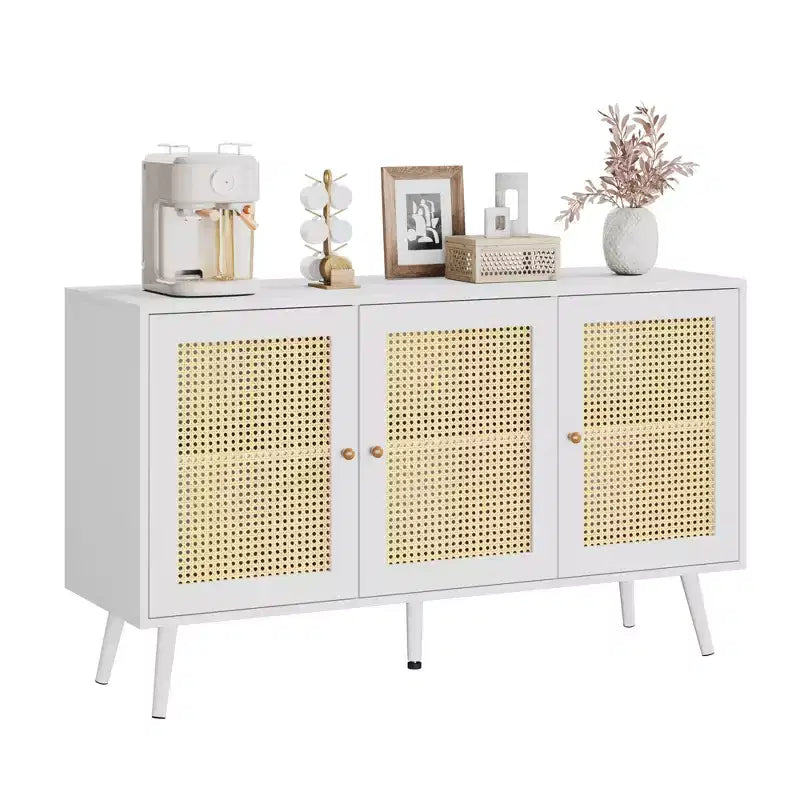 Rattan Sideboard Buffet Cabinet, Storage Cabinet with Adjustable Shelves, Credenza, Coffee Car for Living Room, Entryway, Kitchen, Dining Room