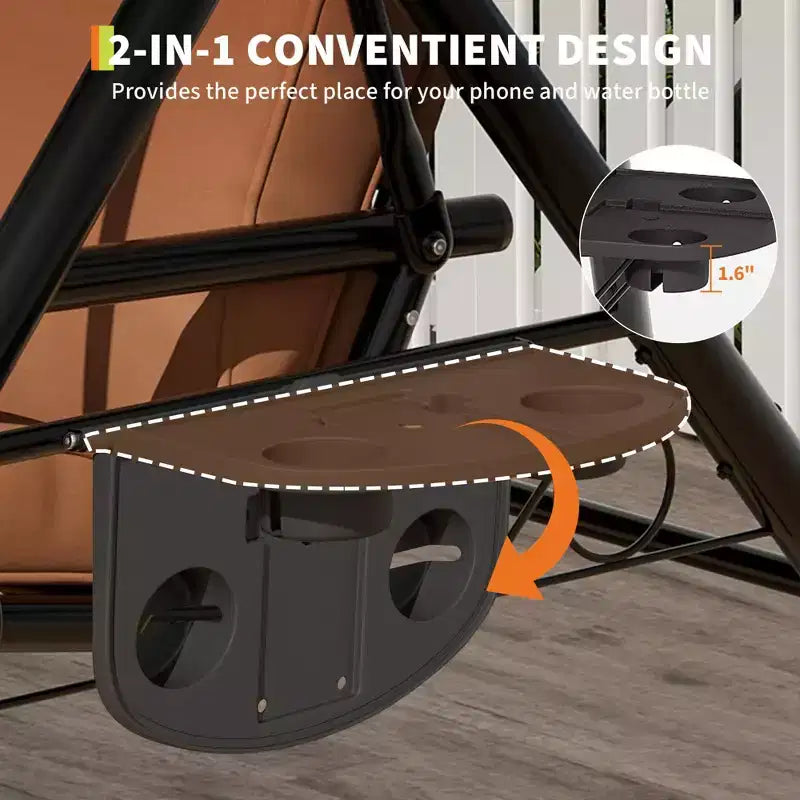 3 Seat Outdoor Porch Swing, 2-in-1 Patio Swing Chair, Thickened Removable Cushions, Adjustable Canopy, Weather Resistant Steel Frame