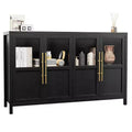 55 Sideboard Buffet Cabinet with 4 Glass Doors - Wine Bar Display Cabinet for Kitchen Dining Room Living Room