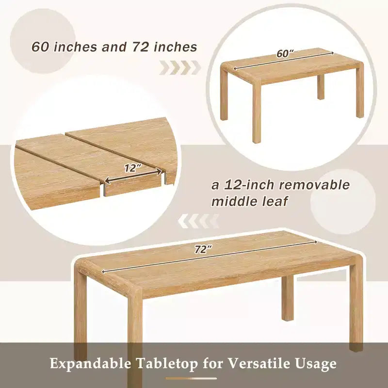 6-Piece Extendable Dining Table Set with 4 Upholstered Chairs & Bench, Seats 4-6