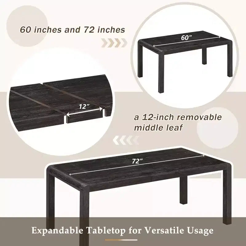 6-Piece Extendable Dining Table Set with 4 Upholstered Chairs & Bench, Seats 4-6