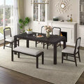 6-Piece Extendable Dining Table Set with 4 Upholstered Chairs & Bench, Seats 4-6