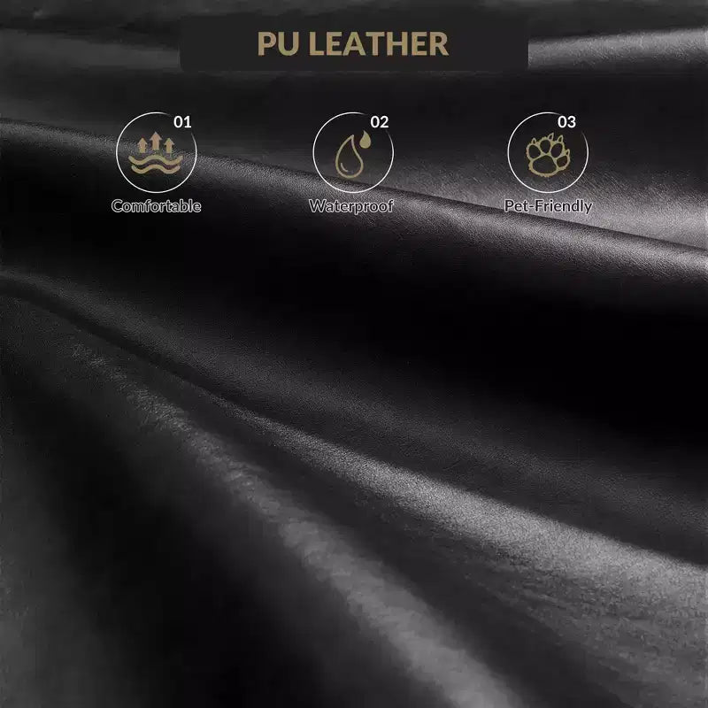 75 Futon Sofa Bed  Modern Faux Leather, Mid-Century Design for Small Spaces, Living Room & Bedroom