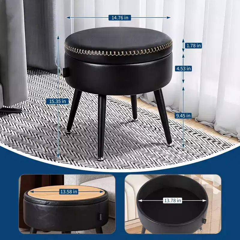 Modern Storage Ottoman, 330 LBS Capacity Steel Legs, Multi-Functional Footrest, Stitching, for Home, Living Room