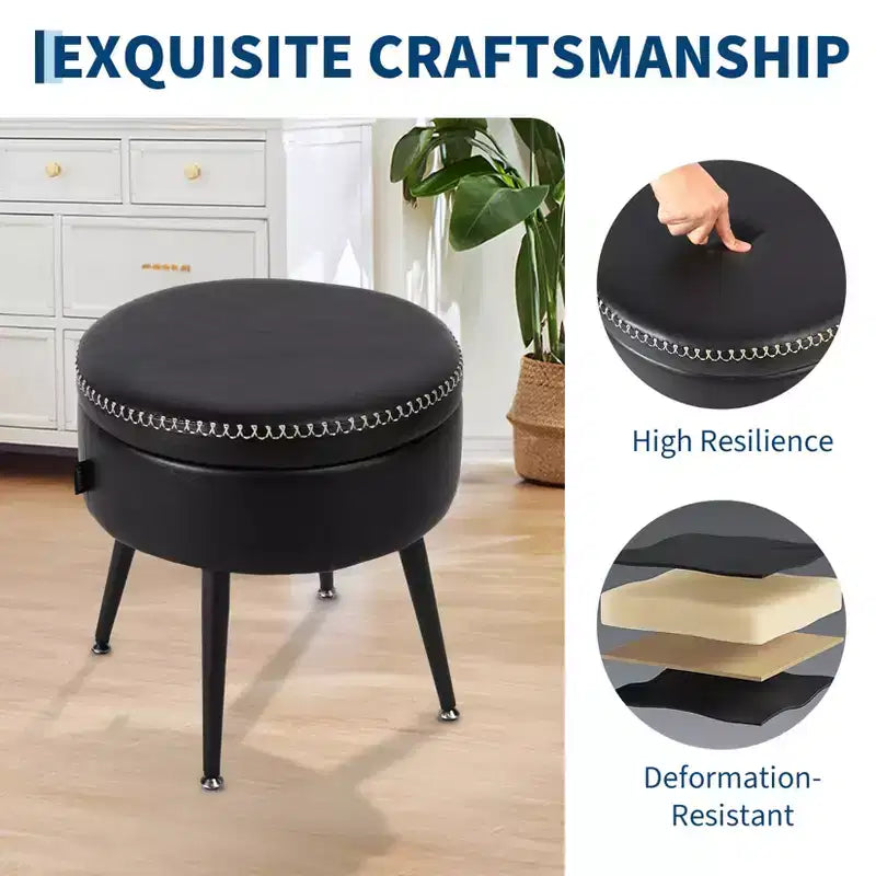 Modern Storage Ottoman, 330 LBS Capacity Steel Legs, Multi-Functional Footrest, Stitching, for Home, Living Room