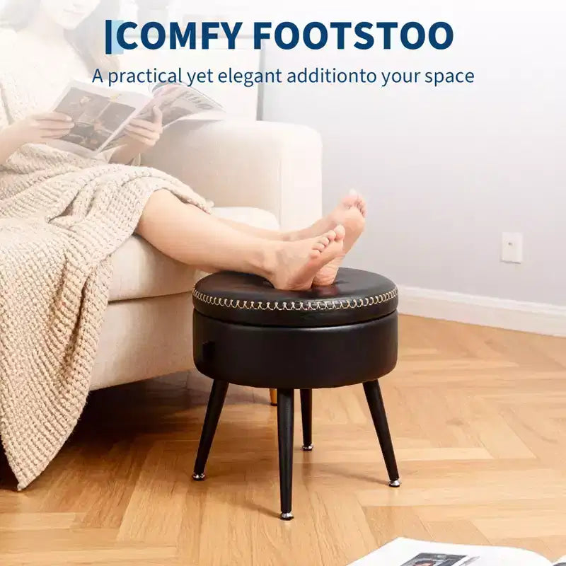 Modern Storage Ottoman, 330 LBS Capacity Steel Legs, Multi-Functional Footrest, Stitching, for Home, Living Room