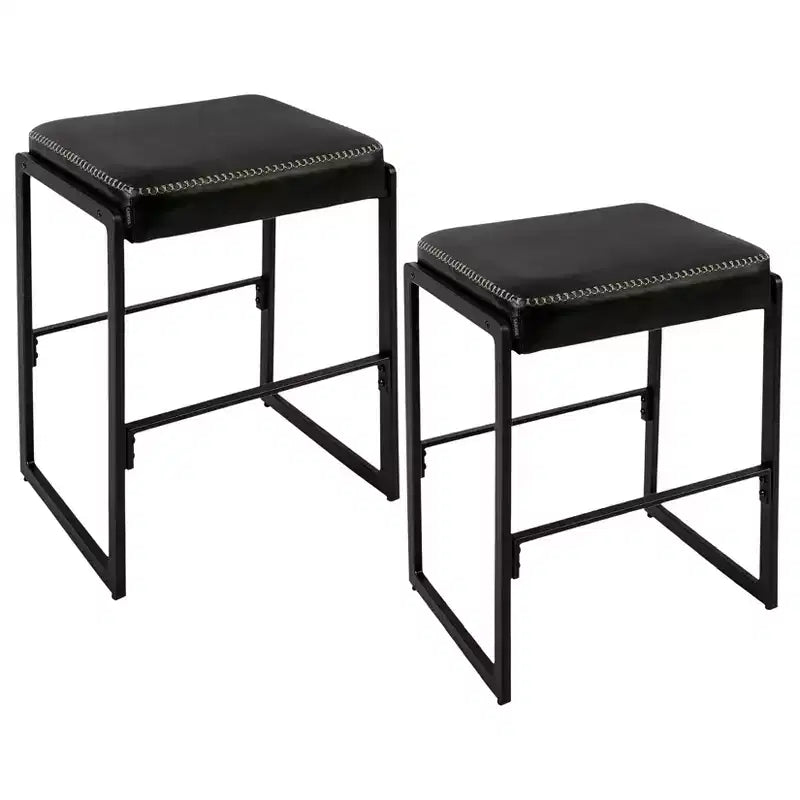 Modern Bar Stools Set of 2, 26 Inch Counter Height Chairs with Footrest, Waterproof, for Home, Dining Room