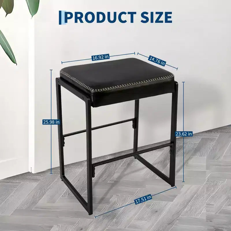 Modern Bar Stools Set of 2, 26 Inch Counter Height Chairs with Footrest, Waterproof, for Home, Dining Room