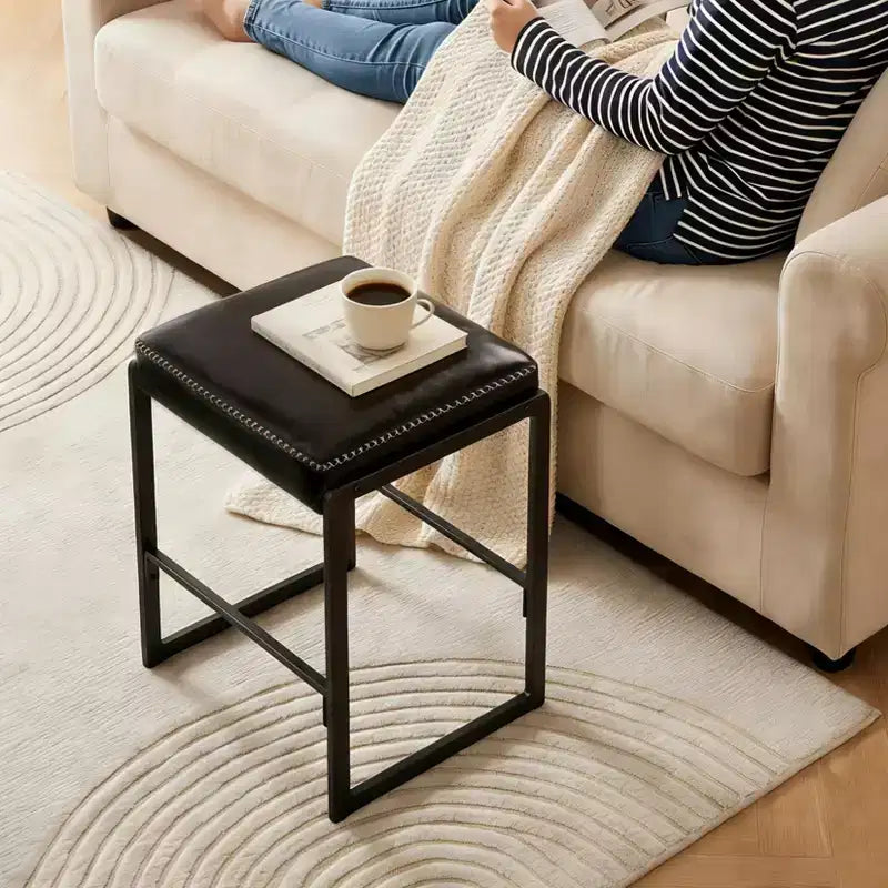 Modern Bar Stools Set of 2, 26 Inch Counter Height Chairs with Footrest, Waterproof, for Home, Dining Room