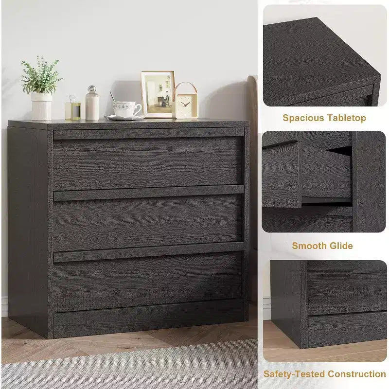 3-Drawer Nightstand, 30 Tall Bedside End Table with Spacious Storage, Anti-Tip Safety, Modern Side Table Organizer for Bedroom and Living Room