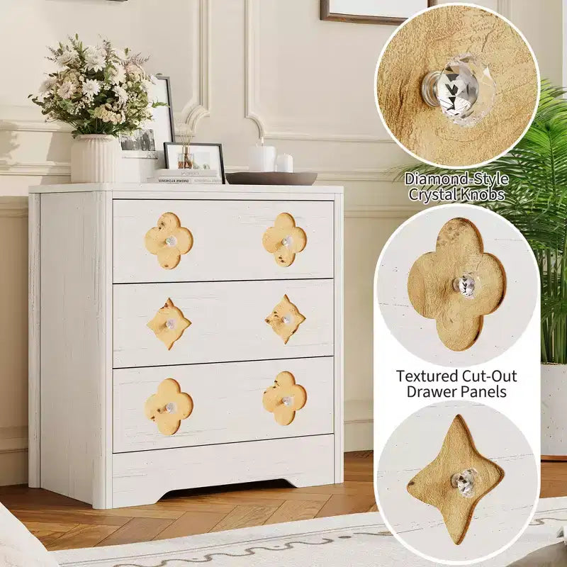 5-Drawer Tall Fluted Dresser, Large Bedroom Storage Cabinet with Rattan Boho Decorative Drawers, Clothes Organizer for Bedroom, Nursery & Living Room