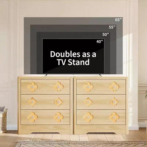 5-Drawer Tall Fluted Dresser, Large Bedroom Storage Cabinet with Rattan Boho Decorative Drawers, Clothes Organizer for Bedroom, Nursery & Living Room