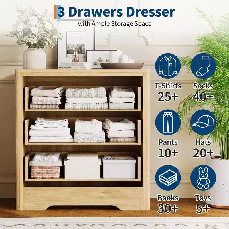 5-Drawer Tall Fluted Dresser, Large Bedroom Storage Cabinet with Rattan Boho Decorative Drawers, Clothes Organizer for Bedroom, Nursery & Living Room