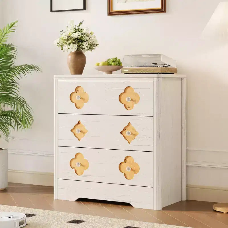 5-Drawer Tall Fluted Dresser, Large Bedroom Storage Cabinet with Rattan Boho Decorative Drawers, Clothes Organizer for Bedroom, Nursery & Living Room