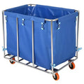 Heavy Duty 400L Laundry Cart with Wheels  Removable Waterproof Oxford Liner, Rolling Flatbed Trolley for Hotel, Hospital, School, Home  Blue