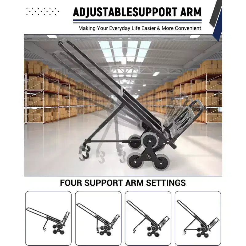 Professional 3-in-1 Folding Stair Climbing Hand Truck  330 lbs Capacity, 10-Wheel All-Terrain Platform Dolly, Telescoping Handle  Ideal for Office