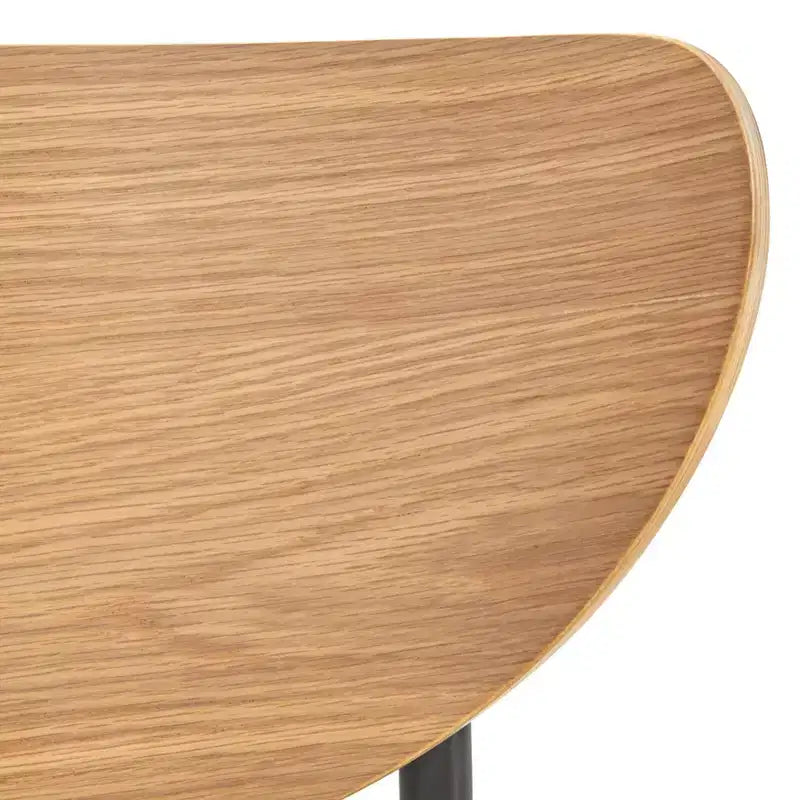 3-Piece Mid-Century Modern Round Dining Set, Oak & Black, Seats 4