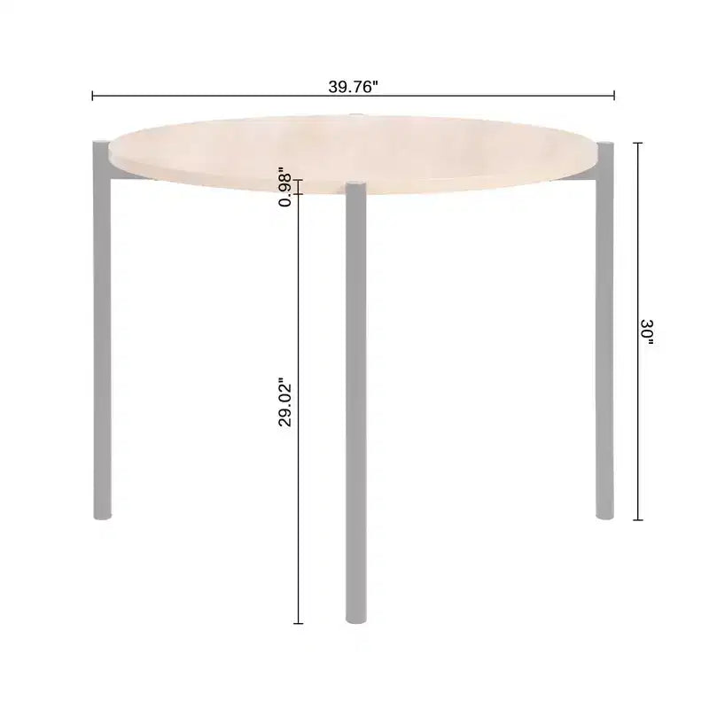 3-Piece Mid-Century Modern Round Dining Set, Oak & Black, Seats 4