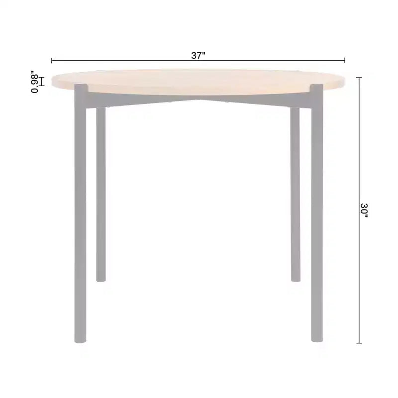 3-Piece Mid-Century Modern Round Dining Set, Oak & Black, Seats 4