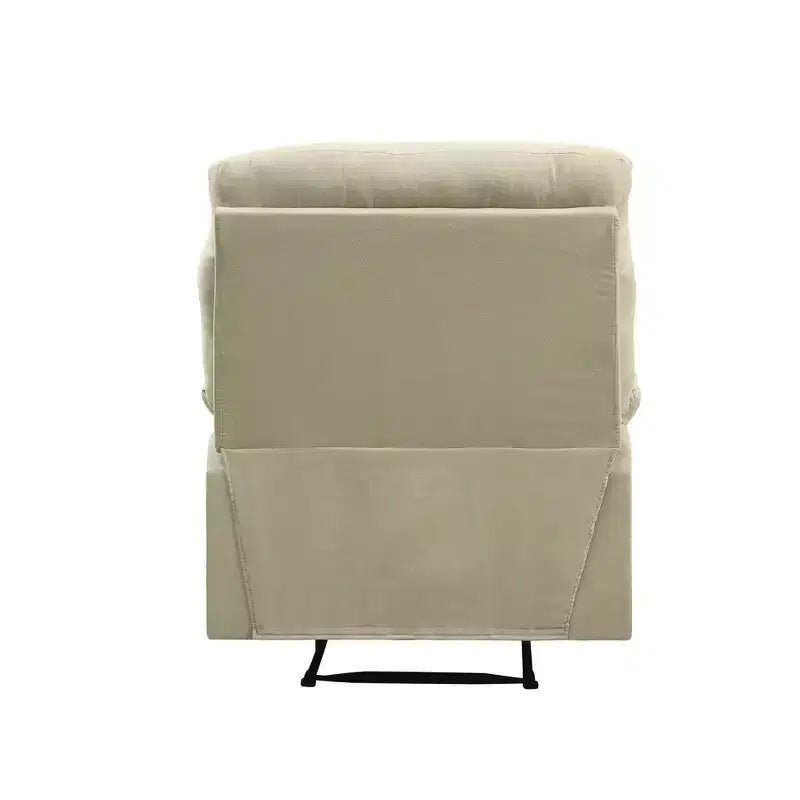 Beige Microfiber Reclining Sofa Chair with Padded Armrests & Wood Frame
