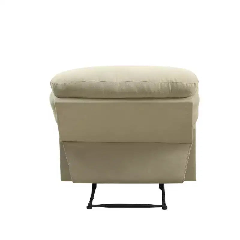 Beige Microfiber Reclining Sofa Chair with Padded Armrests & Wood Frame
