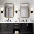 Dovelina Rectangular Metal Frame Pivot Decorative Wall Mirror with Rounded Corners (Set of 2)
