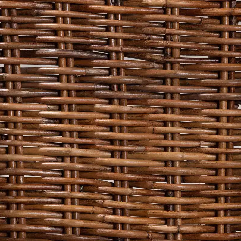 Bohemian Teak Wood & Rattan Dining Chair Set of 2 with Armrests, Fully Assembled