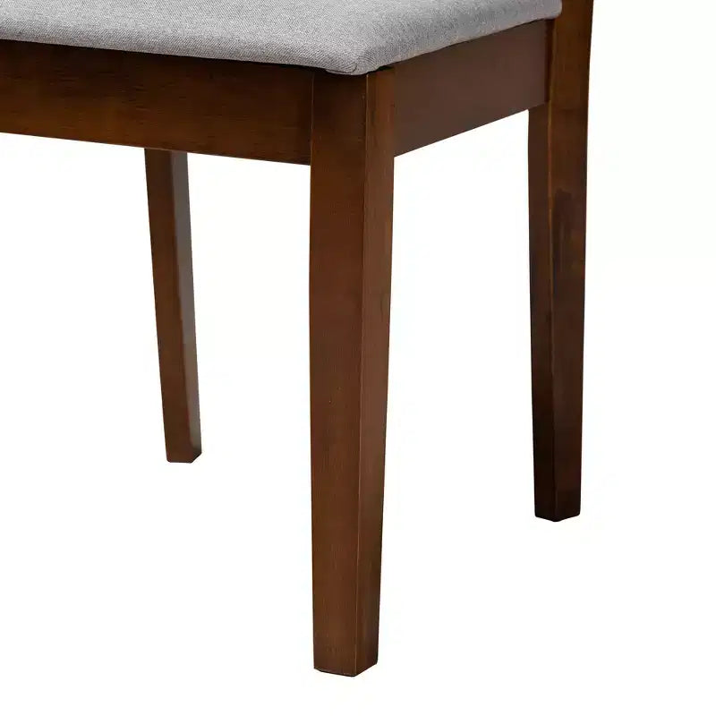 Modern Fabric Upholstered Dining Chair Set of 2 with Openwork Backrest, Rubberwood