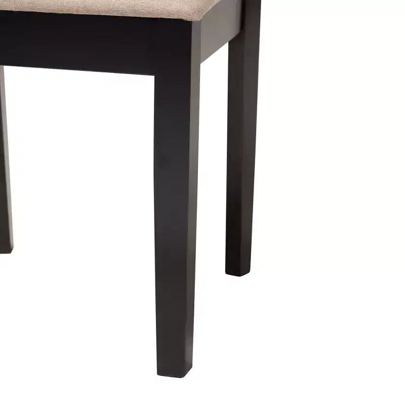 Modern Fabric Upholstered Dining Chair Set of 2 with Openwork Backrest, Rubberwood