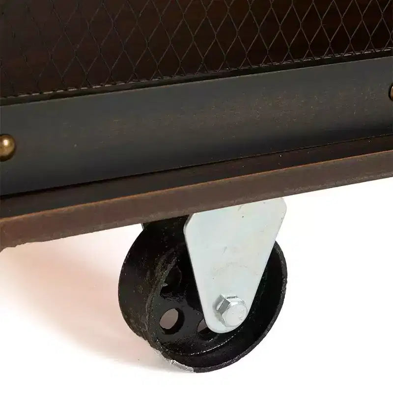 Industrial-Style 3-Tier Rolling Buffet Cart with Cabinet Doors & Metal Accents