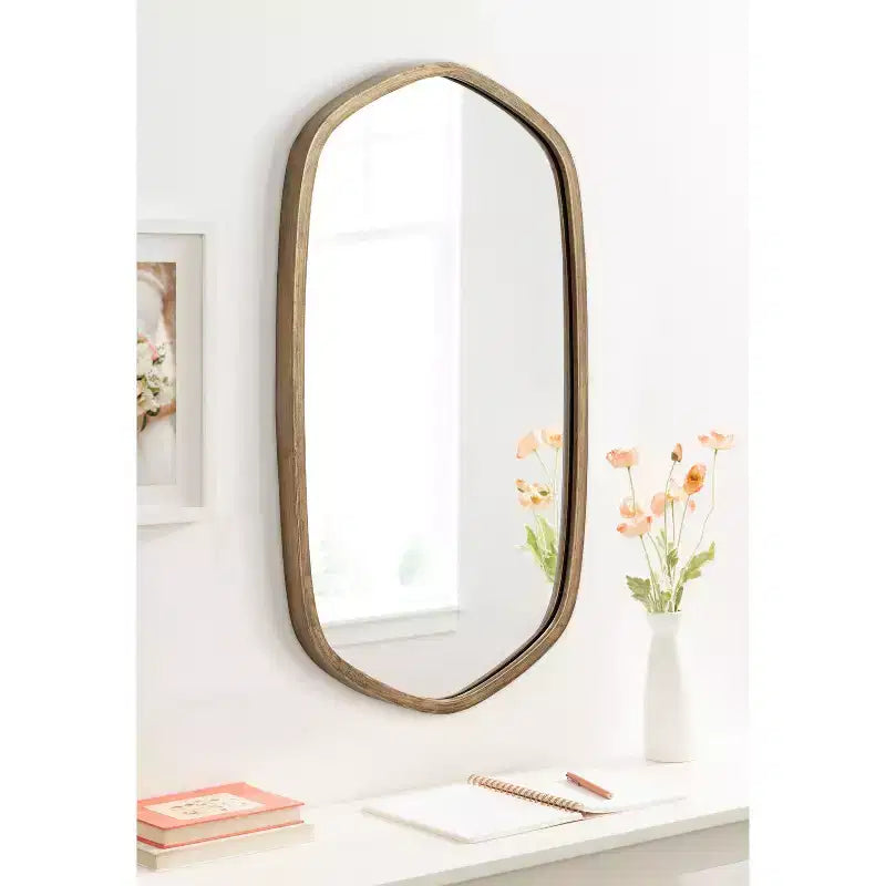 20x36 Hexagon Wall Mirror with Black Plastic Frame & Mounting Hardware