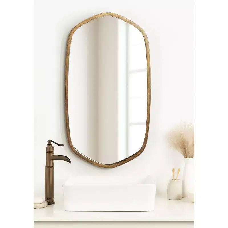 20x36 Hexagon Wall Mirror with Black Plastic Frame & Mounting Hardware