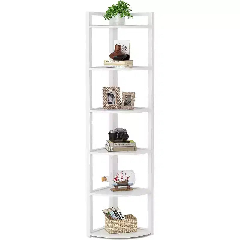 6-Tier Corner Bookshelf, 70.86" Tall Shelving Unit with Adjustable Leg Pads