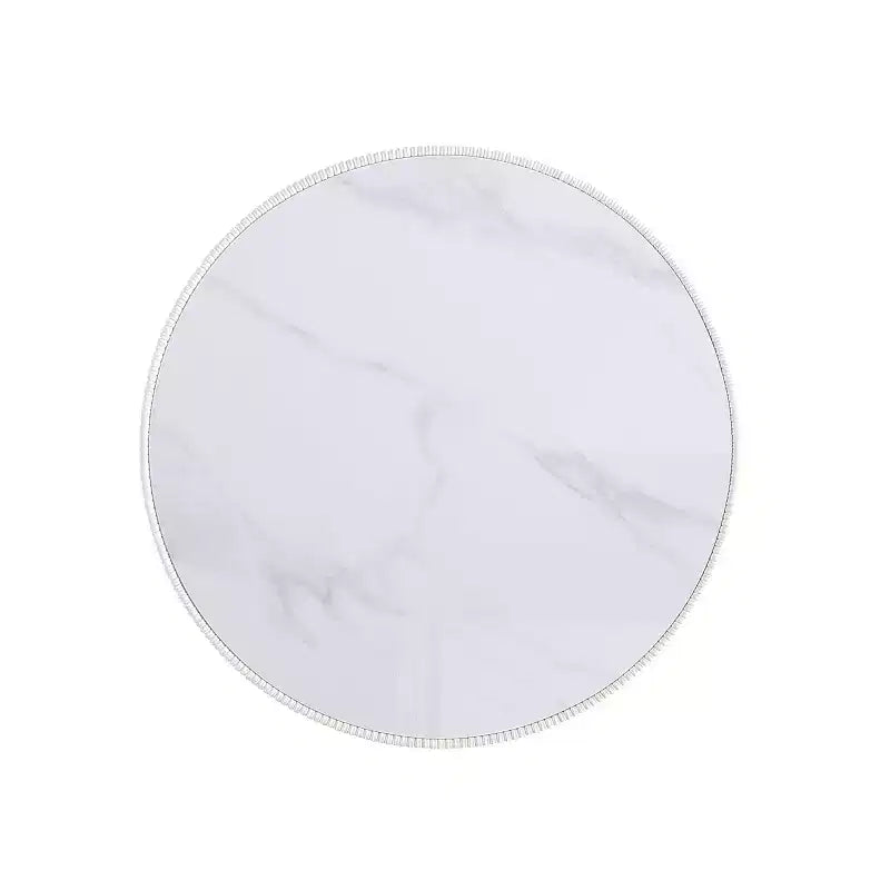 2-Piece Round Leatherette Coffee Table & End Table Set with Faux Marble Top