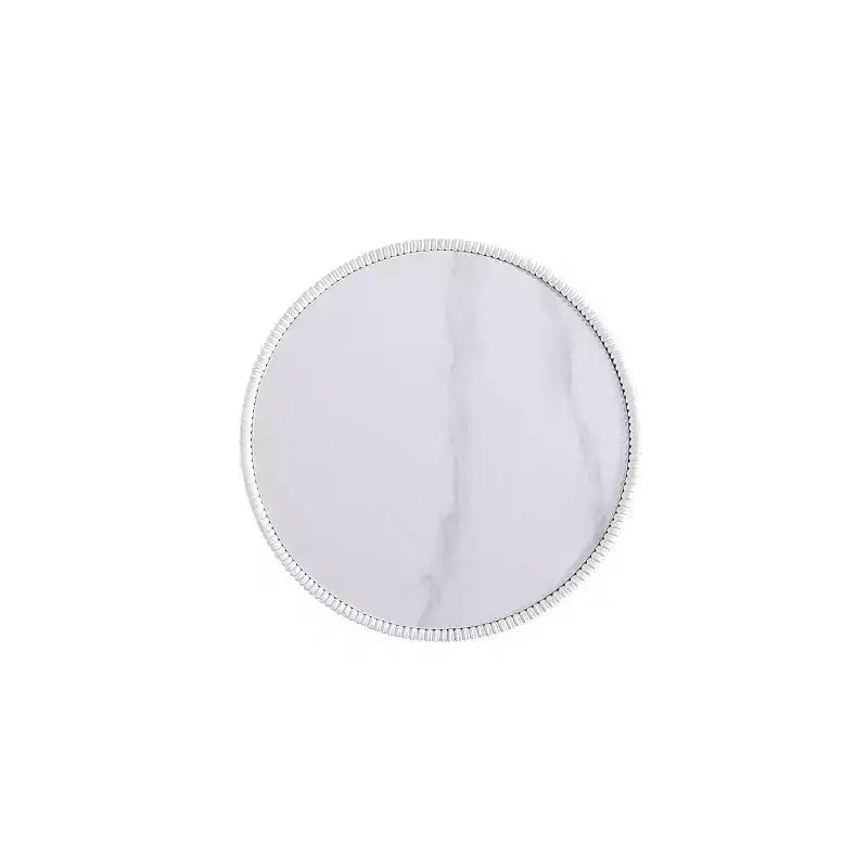2-Piece Round Leatherette Coffee Table & End Table Set with Faux Marble Top