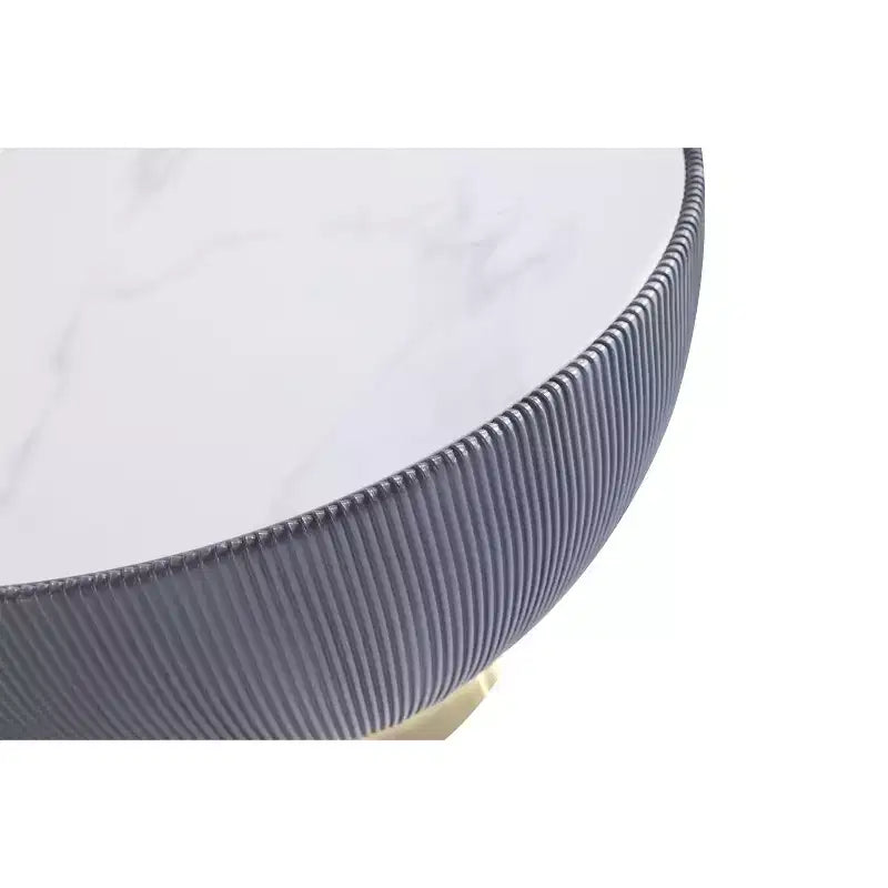 2-Piece Round Leatherette Coffee Table & End Table Set with Faux Marble Top