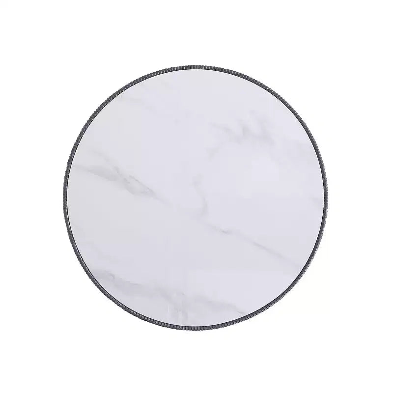 2-Piece Round Leatherette Coffee Table & End Table Set with Faux Marble Top