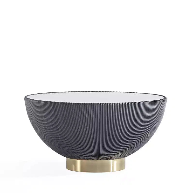 2-Piece Round Leatherette Coffee Table & End Table Set with Faux Marble Top