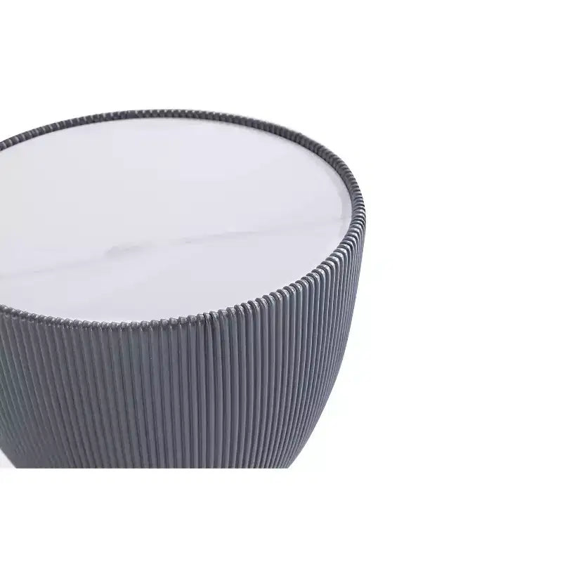 2-Piece Round Leatherette Coffee Table & End Table Set with Faux Marble Top