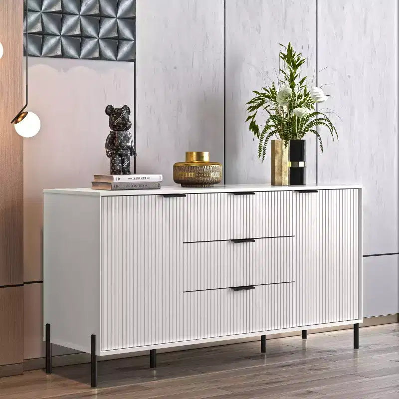 Wide 3-Drawer Dresser with Anti-Tip Hardware & Adjustable Shelves, 58"W