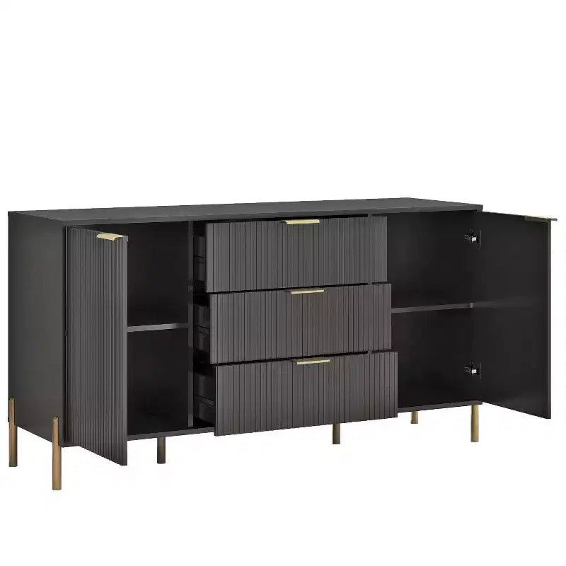Wide 3-Drawer Dresser with Anti-Tip Hardware & Adjustable Shelves, 58"W