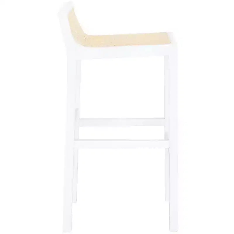Low Back Cane Rattan Bar Stool in Black Beechwood Frame, Fixed Height 31.5"